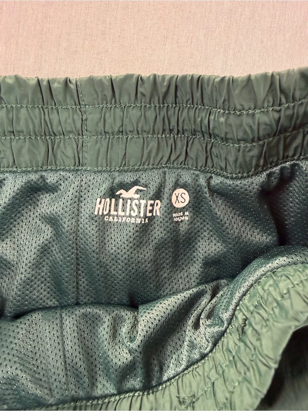 Hollister Green Nylon Windbreaker Track Pants Y2K Piping Parachute XS